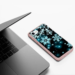 Чехол iPhone 7/8 матовый Космические снежинки, цвет: 3D-светло-розовый — фото 2
