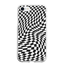 Чехол iPhone 7/8 матовый Черно-белая клетка Black and white squares, цвет: 3D-белый