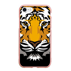 Чехол iPhone 7/8 матовый Суровый взгляд тигра, цвет: 3D-светло-розовый