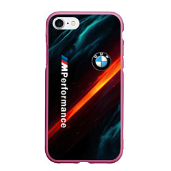 Чехол iPhone 7/8 матовый BMW M PERFORMANCE NEON БМВ М НЕОН, цвет: 3D-малиновый