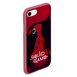 Чехол iPhone 7/8 матовый Игра в кальмара Red Black, цвет: 3D-малиновый — фото 2