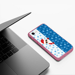 Чехол iPhone 7/8 матовый С Новым Годом дед мороз, цвет: 3D-малиновый — фото 2