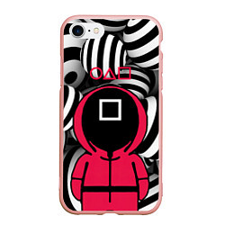 Чехол iPhone 7/8 матовый Игра в кальмара 3D, цвет: 3D-светло-розовый