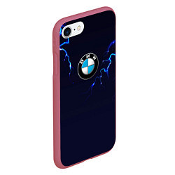 Чехол iPhone 7/8 матовый BMW разряд молнии, цвет: 3D-малиновый — фото 2