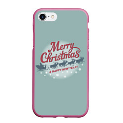 Чехол iPhone 7/8 матовый Merry Christmas хо-хо-хо, цвет: 3D-малиновый