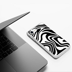 Чехол iPhone 7/8 матовый Черно-белые полосы Black and white stripes, цвет: 3D-белый — фото 2