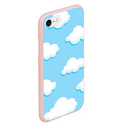Чехол iPhone 7/8 матовый Белые облака, цвет: 3D-светло-розовый — фото 2