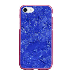 Чехол iPhone 7/8 матовый Синие мазки, цвет: 3D-малиновый