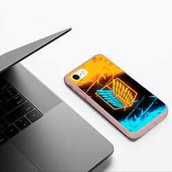 Чехол iPhone 7/8 матовый Атака Титанов: Подсветка Неона, цвет: 3D-светло-розовый — фото 2