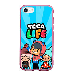 Чехол iPhone 7/8 матовый Toca Life: Friends, цвет: 3D-малиновый