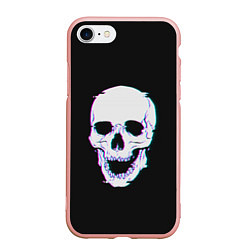 Чехол iPhone 7/8 матовый Неоновый светящийся череп, цвет: 3D-светло-розовый
