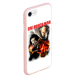 Чехол iPhone 7/8 матовый Сайтама и Генос One Punch-Man, цвет: 3D-светло-розовый — фото 2