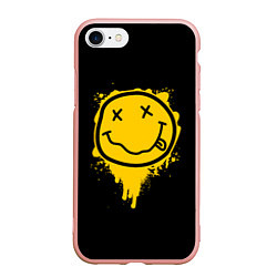 Чехол iPhone 7/8 матовый NIRVANA LOGO SMILE, БРЫЗГИ КРАСОК, цвет: 3D-светло-розовый