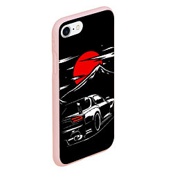 Чехол iPhone 7/8 матовый MAZDA RX 7 Мазда при свете красной луны, цвет: 3D-светло-розовый — фото 2