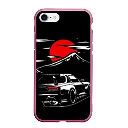 Чехол iPhone 7/8 матовый MAZDA RX 7 Мазда при свете красной луны, цвет: 3D-малиновый