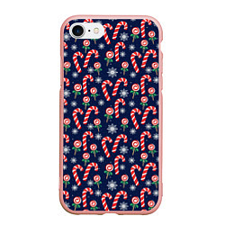 Чехол iPhone 7/8 матовый Christmas Candy, цвет: 3D-светло-розовый