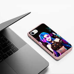 Чехол iPhone 7/8 матовый Джинкс стреляет вверх Лига легенд Аркейн, цвет: 3D-светло-розовый — фото 2