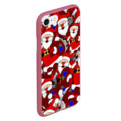 Чехол iPhone 7/8 матовый Толпа Дедов Морозов, цвет: 3D-малиновый — фото 2