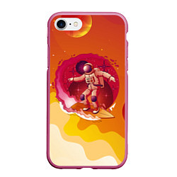Чехол iPhone 7/8 матовый Космический скейтборд, цвет: 3D-малиновый