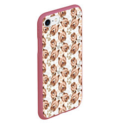 Чехол iPhone 7/8 матовый Йоркширский Терьер York, цвет: 3D-малиновый — фото 2