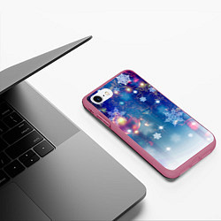 Чехол iPhone 7/8 матовый Игрушки на Елке, цвет: 3D-малиновый — фото 2