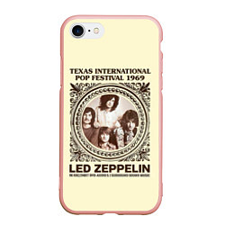 Чехол iPhone 7/8 матовый Led Zeppelin - Texas International Pop Festival 19, цвет: 3D-светло-розовый