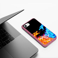 Чехол iPhone 7/8 матовый FIRE DRAGONS ОГНЕННЫЕ ДРАКОНЫ, цвет: 3D-малиновый — фото 2