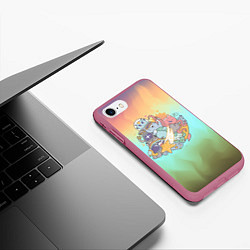 Чехол iPhone 7/8 матовый Северное сияние и монстры, цвет: 3D-малиновый — фото 2