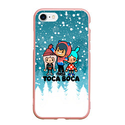Чехол iPhone 7/8 матовый Новогодний Toca Boca, цвет: 3D-светло-розовый