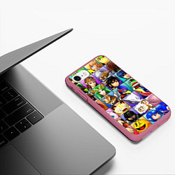 Чехол iPhone 7/8 матовый SUPER SMASH ALL HEROES СУПЕР СМАШ БРОС, цвет: 3D-малиновый — фото 2