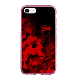 Чехол iPhone 7/8 матовый DUCATY RED MILITARY ДУКАТИ МИЛИТАРИ, цвет: 3D-малиновый