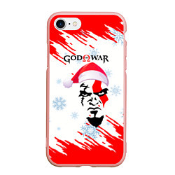 Чехол iPhone 7/8 матовый Новогодний God of War, цвет: 3D-светло-розовый
