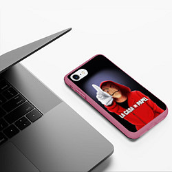 Чехол iPhone 7/8 матовый LA CASA DE PAPEL BELLA CIAO - БУМАЖНЫЙ ДОМ, цвет: 3D-малиновый — фото 2