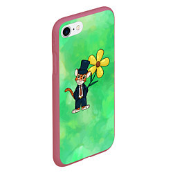 Чехол iPhone 7/8 матовый Тигр с цветком, цвет: 3D-малиновый — фото 2