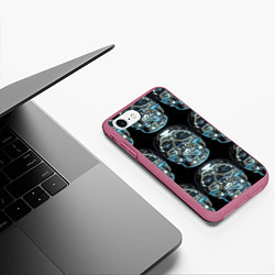 Чехол iPhone 7/8 матовый Skulls pattern 2028, цвет: 3D-малиновый — фото 2