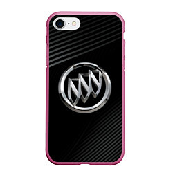 Чехол iPhone 7/8 матовый Buick Black wave background, цвет: 3D-малиновый
