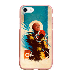 Чехол iPhone 7/8 матовый One Punch-Man Эпичный Сайтама, цвет: 3D-светло-розовый