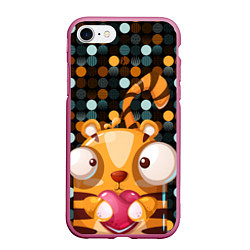 Чехол iPhone 7/8 матовый Крейзи тигр с сердцем