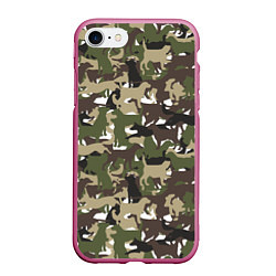 Чехол iPhone 7/8 матовый Камуфляж из Собак Camouflage, цвет: 3D-малиновый