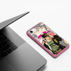 Чехол iPhone 7/8 матовый JOJO BIZARRE ADVENTURE ДЖОДЖО, цвет: 3D-малиновый — фото 2