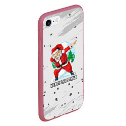 Чехол iPhone 7/8 матовый Merry Christmas Santa Dabbing, цвет: 3D-малиновый — фото 2