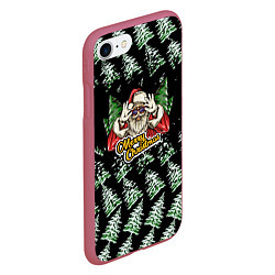 Чехол iPhone 7/8 матовый Merry Christmas Santa с Ёлками, цвет: 3D-малиновый — фото 2