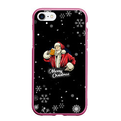 Чехол iPhone 7/8 матовый Merry Christmas Санта с пивом