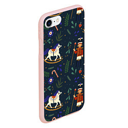 Чехол iPhone 7/8 матовый Щелкунчик паттерн с лошадкой, цвет: 3D-светло-розовый — фото 2