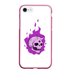 Чехол iPhone 7/8 матовый Череп Scary Demon парный, цвет: 3D-малиновый