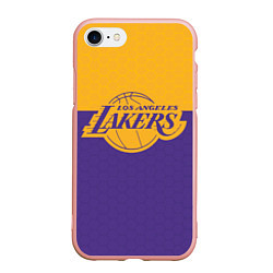 Чехол iPhone 7/8 матовый LAKERS LINE HEXAGON SPORT, цвет: 3D-светло-розовый