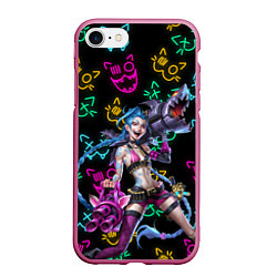 Чехол iPhone 7/8 матовый JINX ARCANE NEON MEOW! LOL, цвет: 3D-малиновый