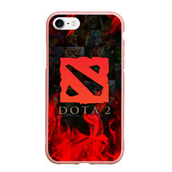 Чехол iPhone 7/8 матовый DOTA 2 ЛОГО В ОГНЕ, ПЕРСОНАЖИ, цвет: 3D-светло-розовый