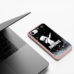 Чехол iPhone 7/8 матовый НОВОГОДНИЙ FORTNITE MARSHMELLO, цвет: 3D-светло-розовый — фото 2