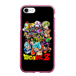 Чехол iPhone 7/8 матовый Персонажи Dragon Ball, цвет: 3D-малиновый